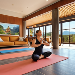 A hotel lobby showcasing local art, yoga studio, and cooking class, embodying a unique and memorable experience for modern travelers.
