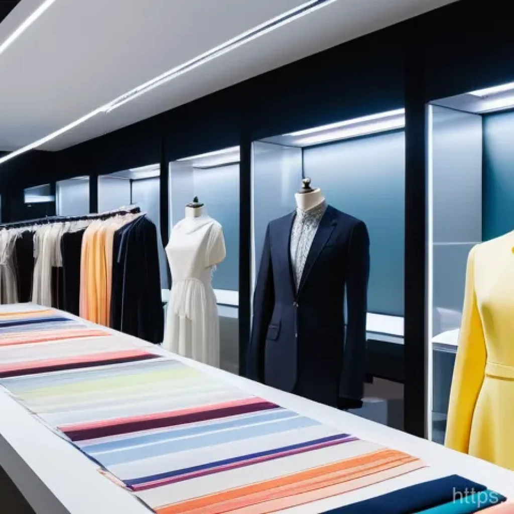 호텔산업의 혁신과 창의성 - A vibrant, modern K-fashion and textile design studio, bustling with creative energy. Diverse young ...