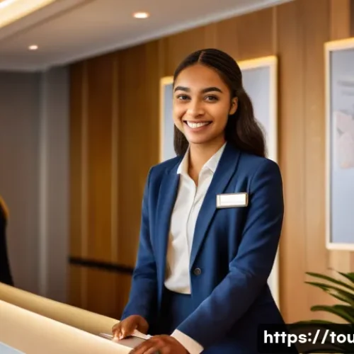 Home 7 관광 학문에서의 실습과 현장 경험 - A dynamic shot of a young, enthusiastic female university student (early 20s, wearing a neatly press...